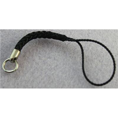 Mobile Phone Braided Cord Black/Nickel   85mm ea