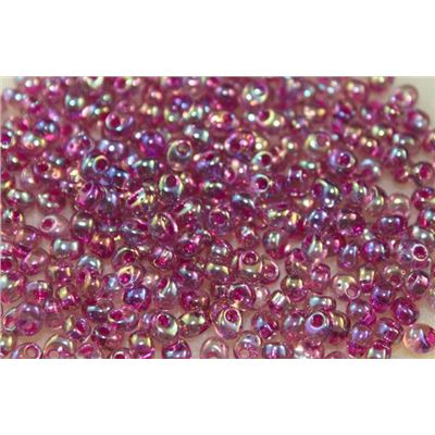 Miyuki Drop Fuschia Lined Aqua AB 4mm - Minimum 10g
