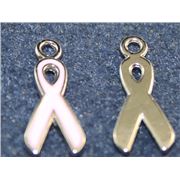 Charm Enamel Ribbon Awareness Pink 20mm