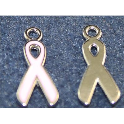 Charm Enamel Ribbon Awareness Pink 20mm