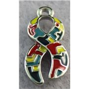 Charm Multicolour Enamel Ribbon Awareness 24x11mm