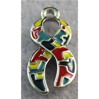 Charm Multicolour Enamel Ribbon Awareness 24x11mm