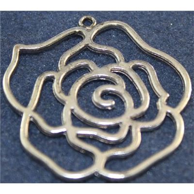Pendant Rose Antique Silver 43x39x2mm Hole:2mm