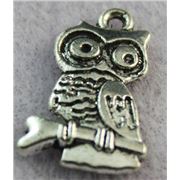 Charm Owl On a Branch Antique Silver each