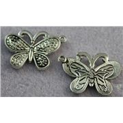 Charm Large Butterfly Antique Silver 24mm each