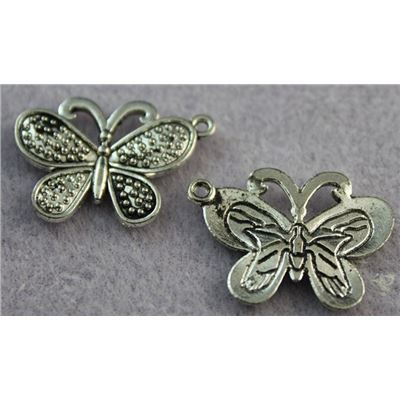 Charm Large Butterfly Antique Silver 24mm each