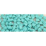 Czech Glass 2 Hole Triangle 6mm Matte Turquoise ea