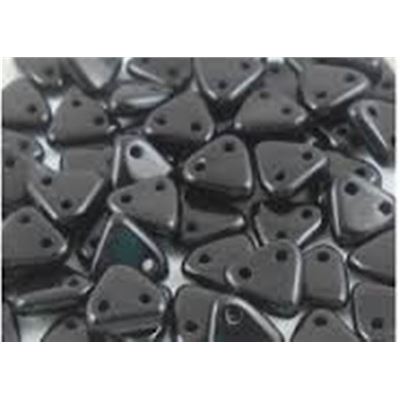 Czech Glass 2 Hole Triangle 6mm Jet ea