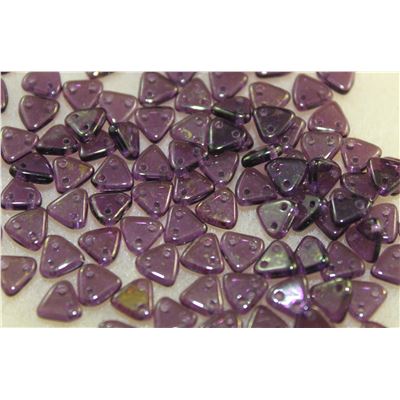 Czech Glass 2 Hole Triangle 6mm Pink Topaz Lustre Tanzanite ea