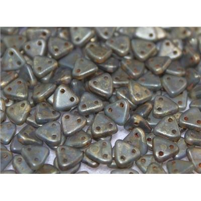 Czech Glass 2 Hole Triangle 6mm Sapphire Copper Picasso  ea