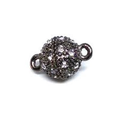Magnetic Rhinestone Clasp  Black Nickel 14x9mm ea