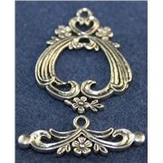 Clasp - Toggle Tibetan Style Flower Antique Silver 30mm ea.
