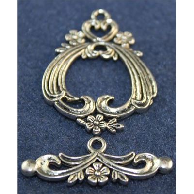 Clasp - Toggle Tibetan Style Flower Antique Silver 30mm ea.