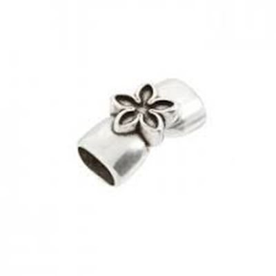 Magnetic Flower Clasp For Licorice Leather Antique Silver  ea
