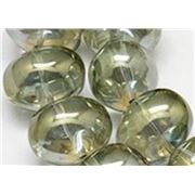 Full Rainbow Plated Glass Oval Beads 13x16mm Olive Drab ea