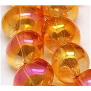 Full Rainbow Plated Glass Oval Beads 13x16mm Orange Red ea