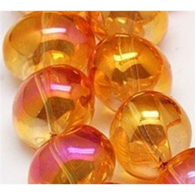 Full Rainbow Plated Glass Oval Beads 13x16mm Orange Red ea