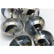 Half Plated Glass Oval Beads 13x16mm Platinum ea
