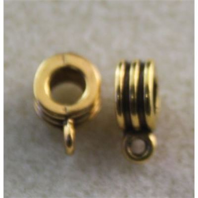 Hang Bail Ribbed Design Antique Gold 12.5x8x5mm  ea