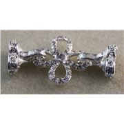 Clasp Fold Over Magnetic Flower Rhinestone 2 Strand Silver ea
