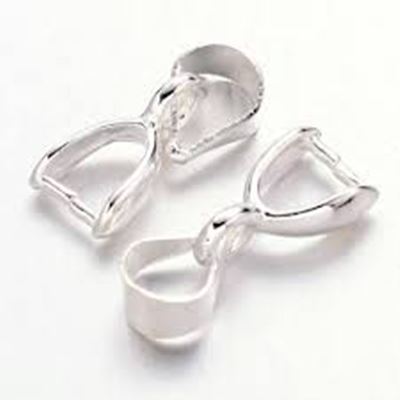 Pinch Clip Bail Small Silver plate 6x4mm with 6mm loop (Nickel Free)  ea