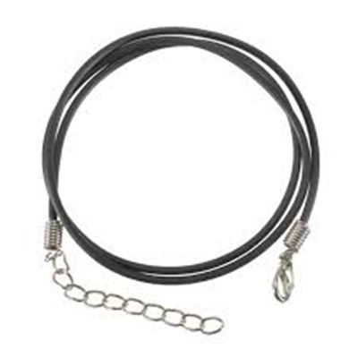 Rubber Necklace with Clasp Black  45cm ea