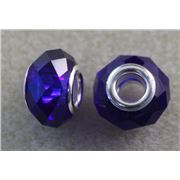 Faceted Glass  Beads Large Hole Dark Blue 14x9mmea