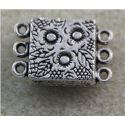 Magnetic Flower Clasp 3 Strand Antique 19x12mm ea