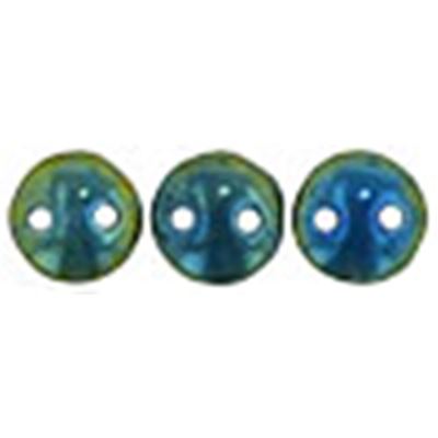 CzechMates  2 Hole Lentil 6mm Iris Green ea.