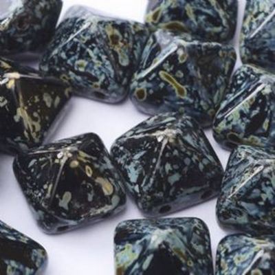 Czech Pyramid Stud 12mm Square Jet Picasso 2 Hole each