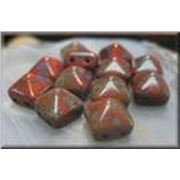 Czech Pyramid Stud 12mm Square Coral Picasso 2 Hole each