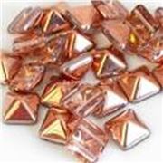 Czech Pyramid Stud 12mm Square Crystal Capri Gold 2 Hole each