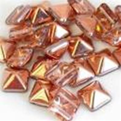 Czech Pyramid Stud 12mm Square Crystal Capri Gold 2 Hole each