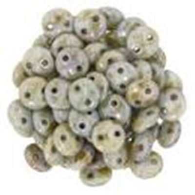 CzechMates  2 Hole Lentil 6mm Lustre Opaque Green ea.