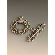 Clasp - Toggle Oval Decorative  25x22m Antique Silver  ea