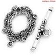 Clasp - Toggle Oval Flower Carved 24x17mm Antique Silver  ea