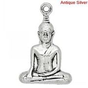 Charms Tibetan Style Buddha Antique Silver 36mm each