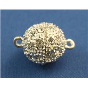  Diamante Magnetic Ball Clasp Silver Metallic  10mm ea
