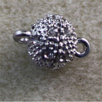  Diamante Magnetic Ball Clasp Nickel Metallic  10mm ea
