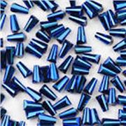 Glass Conical Beads Blue Plated  18x10mm ea