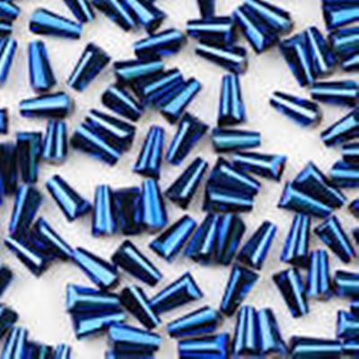 Glass Conical Beads Blue Plated  18x10mm ea