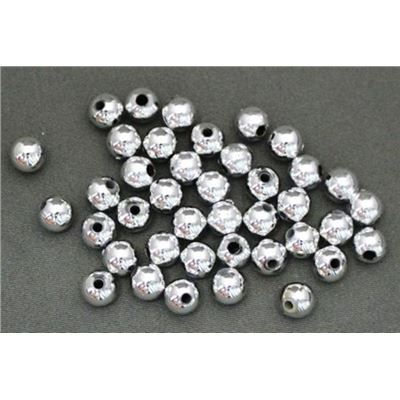 Plastic Pearl Silver Metallic 4mm - Minimum 8g