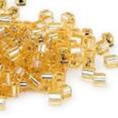 Miyuki 4mm Cubes Silver Lined Gold - 20g tube ea