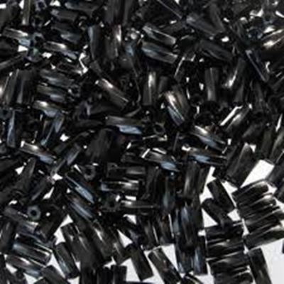 Bugle Twist Black Silver Lined 4mm - Minimum 12g
