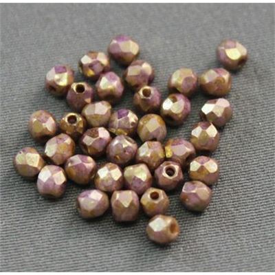 Firepolished Crystal Luster Opaque Gold/Smoky Topaz 6mm ea
