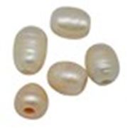 Freshwater Pearl 9x8mm White Large Hole Oval Shaped Hole from 1.8mm each