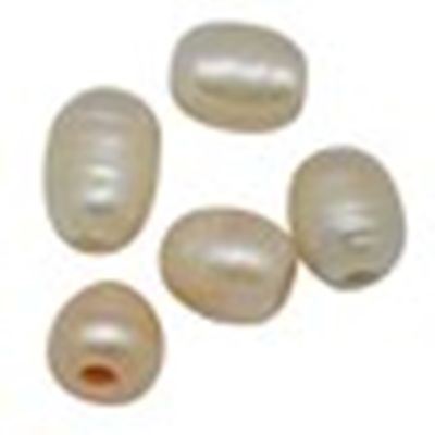 Freshwater Pearl 9x8mm White Large Hole Oval Shaped Hole from 1.8mm each