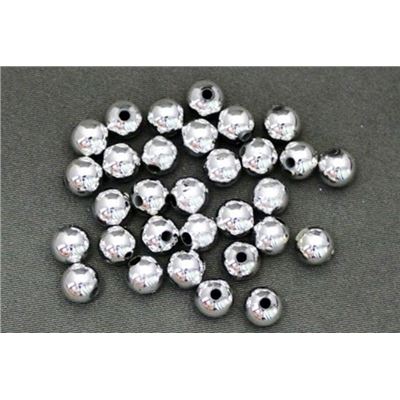 Plastic Pearl Silver Metallic 6mm - Minimum 8g