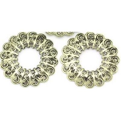 Flower Carved Antique Bronze Connector 29mm Diameter ea