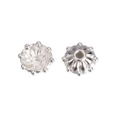 Bead Cap Multi-Petal Flower Silver 8x3mm each